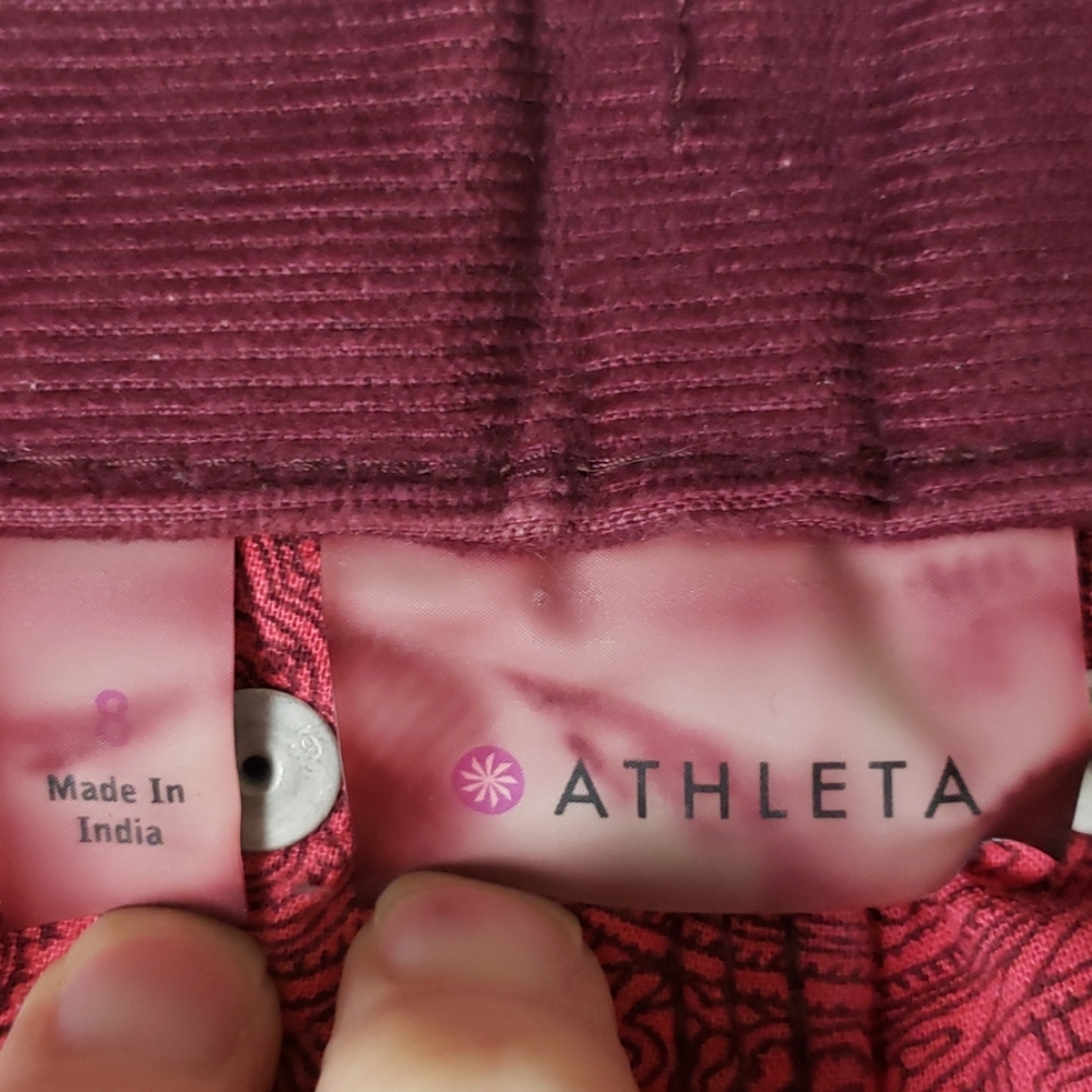 Athleta Solid Slim Corduroy Pants Cherrywood Red - image 7